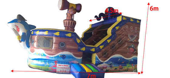 समुद्री डाकू जहाज विषय के लिए वाणिज्यिक ग्रेड inflatable सूखी स्लाइड