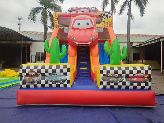 रेसिंग कार थीम सूखी inflatable स्लाइड अनुकूलित 8x5x6m
