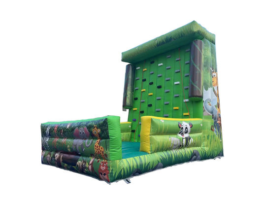 चिड़ियाघर पशु थीम खेल चढ़ाई दीवार खेल हरी inflatable