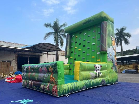 चिड़ियाघर पशु थीम खेल चढ़ाई दीवार खेल हरी inflatable