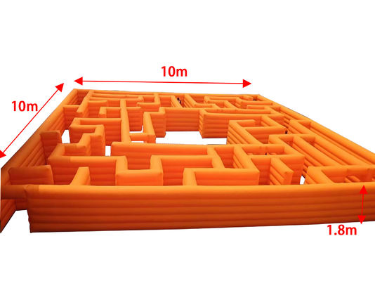 ऑरेंज 100SQM आउटडोर पार्क खेल का मैदान किराए पर लेने के लिए inflatable भूलभुलैया