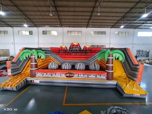 खतरनाक ज्वालामुखी चुनौती ताड़ के पेड़ के साथ आउटडोर inflatable खेल