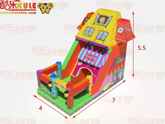 मज़ा पार्क सूखी Inflatable कैंडी की दुकान विषय के साथ उछल स्लाइड