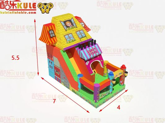 मज़ा पार्क सूखी Inflatable कैंडी की दुकान विषय के साथ उछल स्लाइड