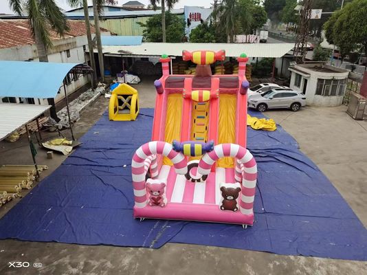 कैंडी वर्ल्ड गुलाबी शैली के लिए पट्टा कार्यक्रम पार्टी के लिए inflatable स्लाइड