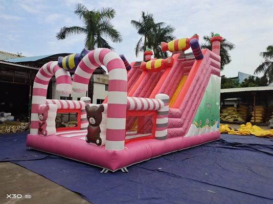 कैंडी वर्ल्ड गुलाबी शैली के लिए पट्टा कार्यक्रम पार्टी के लिए inflatable स्लाइड