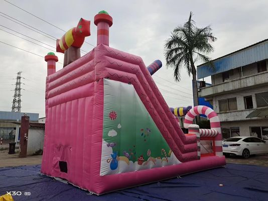 कैंडी वर्ल्ड गुलाबी शैली के लिए पट्टा कार्यक्रम पार्टी के लिए inflatable स्लाइड