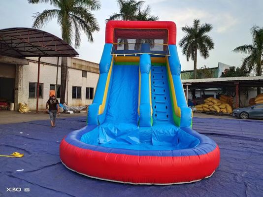 पूल के साथ गर्मियों के नीले नारंगी inflatable पानी स्लाइड