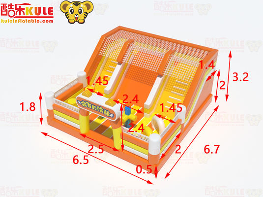 छोटे बाधाओं के साथ नारंगी inflatable बड़े स्लाइडिंग उछल महल