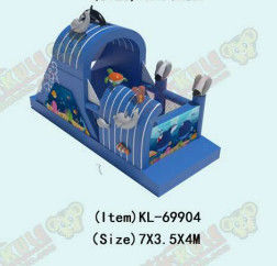 समुद्री जानवरों की थीम छोटे स्लाइड के साथ inflatable उछाल घर