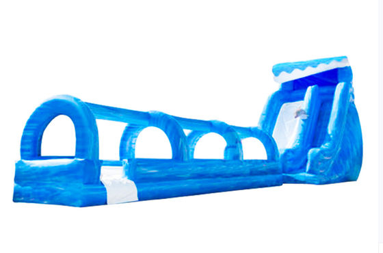 आउटडोर ब्लू वेव बुजुर्गों के लिए पूल के साथ inflatable लंबी पानी स्लाइड