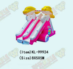 बच्चों के लिए डॉल्फिन डबल लेन inflatable स्लाइड मज़ा पार्क