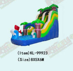 बच्चों के लिए मज़ा पार्क inflatable ताड़ के पेड़ और समुद्र मछली स्लाइड