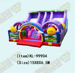 कस्टमाइज़ करें बड़े दो लेन स्लाइड्स बैंगनी inflatable बाउंसर स्लाइड
