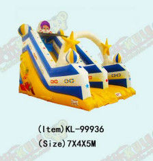 बच्चों के खेल के मैदानों के लिए अंतरिक्ष विषय के साथ डबल सिलाई inflatable स्लाइड