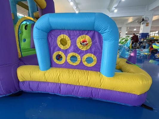 पॉलिएस्टर ऑक्सफोर्ड inflatable बैंगनी पीला पीला नीला स्लाइड के साथ टॉस खेल