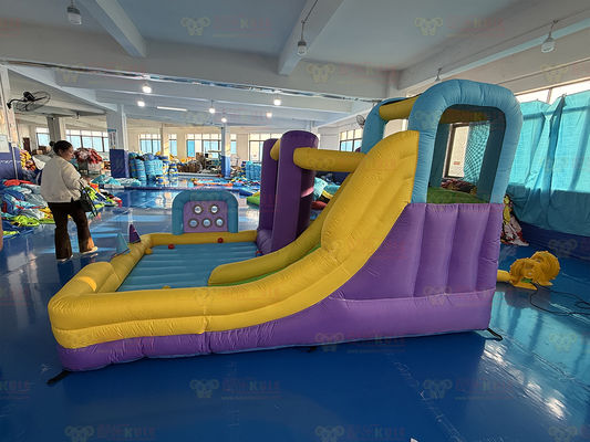 पॉलिएस्टर ऑक्सफोर्ड inflatable बैंगनी पीला पीला नीला स्लाइड के साथ टॉस खेल
