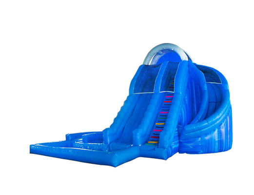स्लाइडिंग और पूल के साथ ब्लू inflatable गर्मियों की भावना