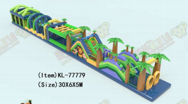 मल्टी - कलर ट्रॉपिकल इन्फ्लेटेबल ऑब्स्टेकल कोर्स एडवेंचर जंगल पाथ